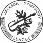 black and white circular logo of jackson symphony league