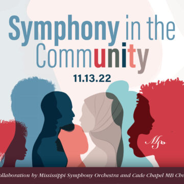 multi-race silhouettes behind the words symphony in the community with unity's letters in a variety of colors.