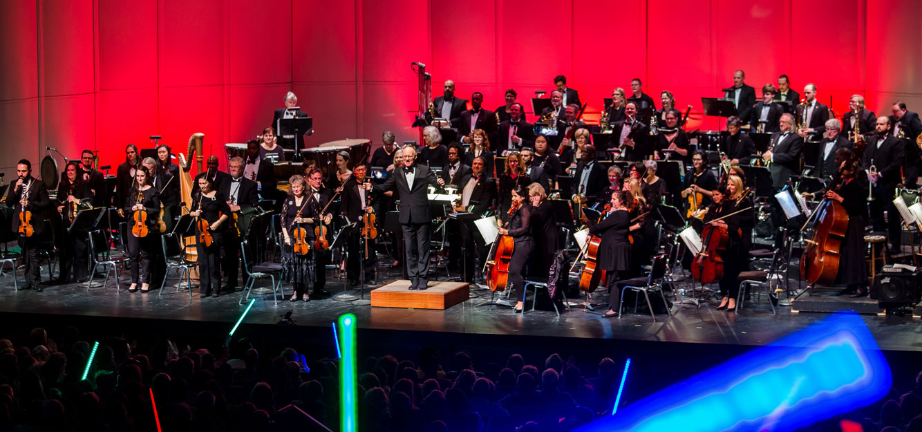 MSO on stage at Thalia Mara Hall during the ever-popular Star Wars concert.