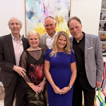 Fundraiser hosts and coordinators Jim and Martha Ross Thomas (from left), MSO Maestro Crafton Beck, MSO President and Executive Director Janet Reihle and internationally acclaimed pianist and MSO guest artist Alon Goldstein gather at the Thomas home for Goldstein’s concert benefiting the Beth Israel Piano Fund. Credit: Alex Encinas