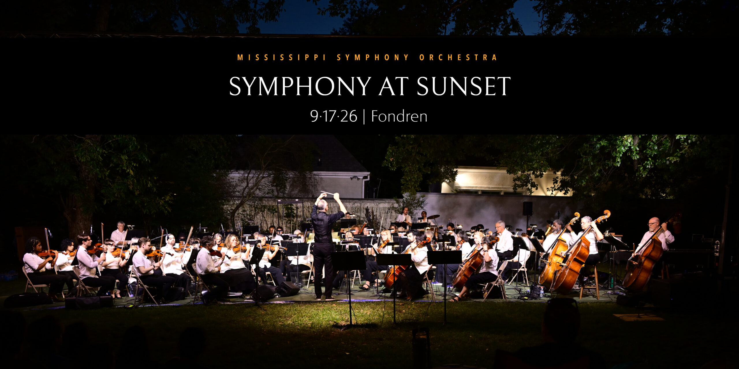 Mississippi Symphony Orchestra performing at Symphony at Sunset at The Cedars in Fondren